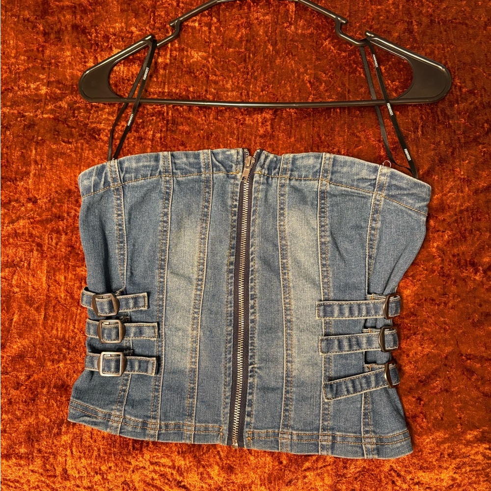 Forever 21 Blue Denim Crop Top